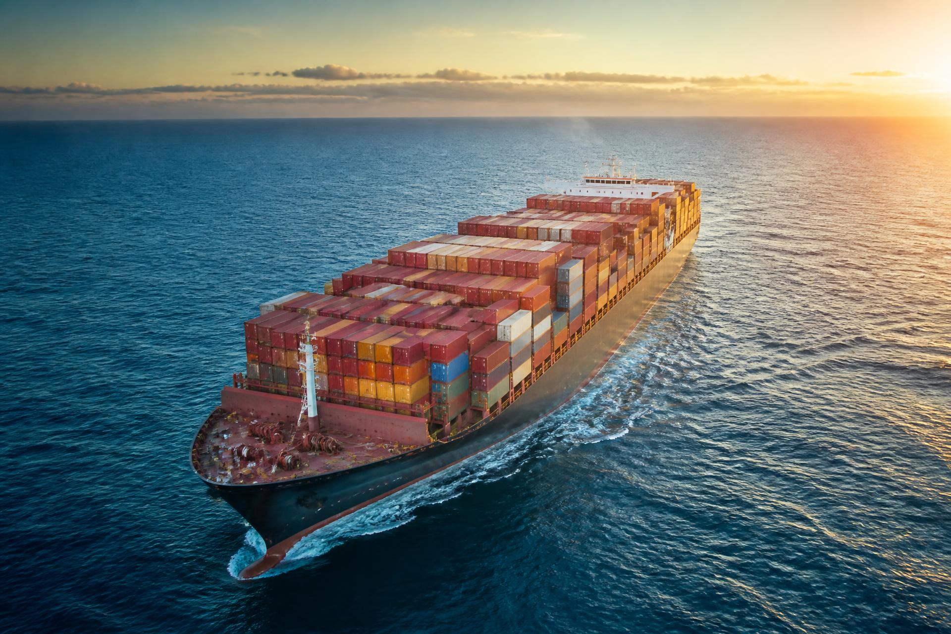 Container ship at sea